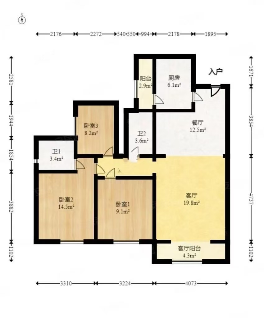 建工宿舍  1室0厅0卫   2000.00元/月户型图