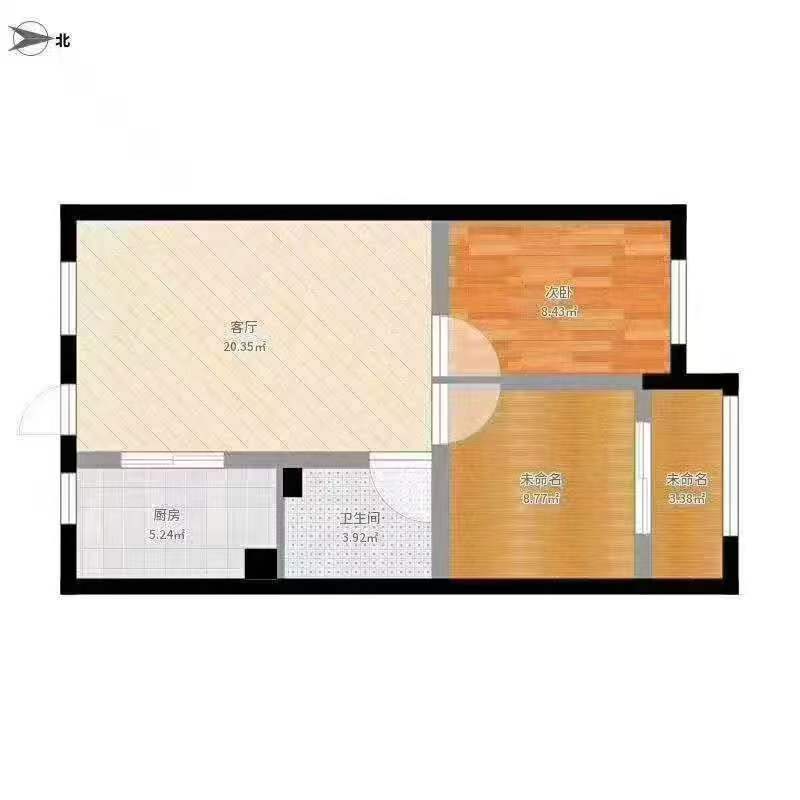 中建国际大厦  1室1厅1卫   1400.00元/月室内图1