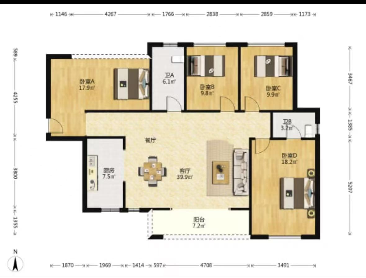 城市公园 4室2厅2卫 45.0万 城市公园 4室2厅2卫 45.0万室内图
