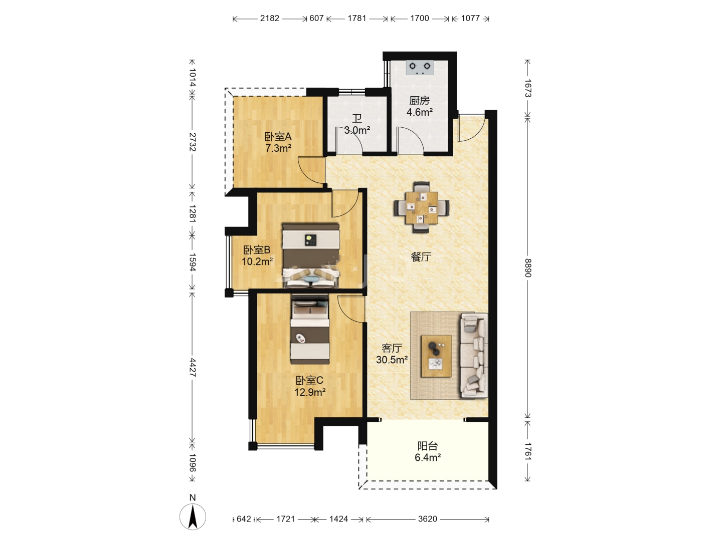 时代新城(翰林府) 3室2厅1卫 39.0万 时代新城(翰林府) 3室2厅1卫 39.0万室内图