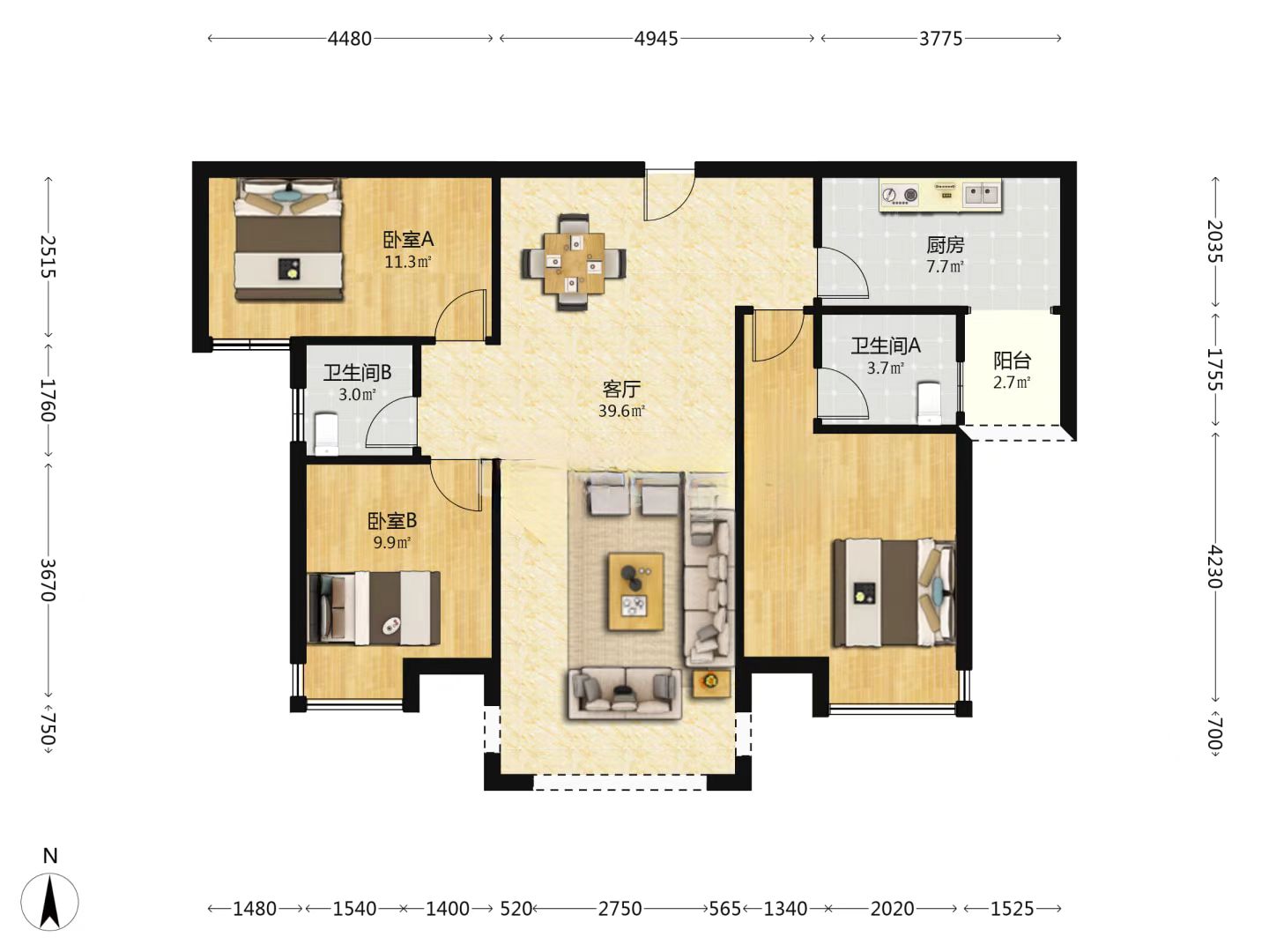 金水湾 3室2厅2卫 60.0万 金水湾 3室2厅2卫 60.0万室内图