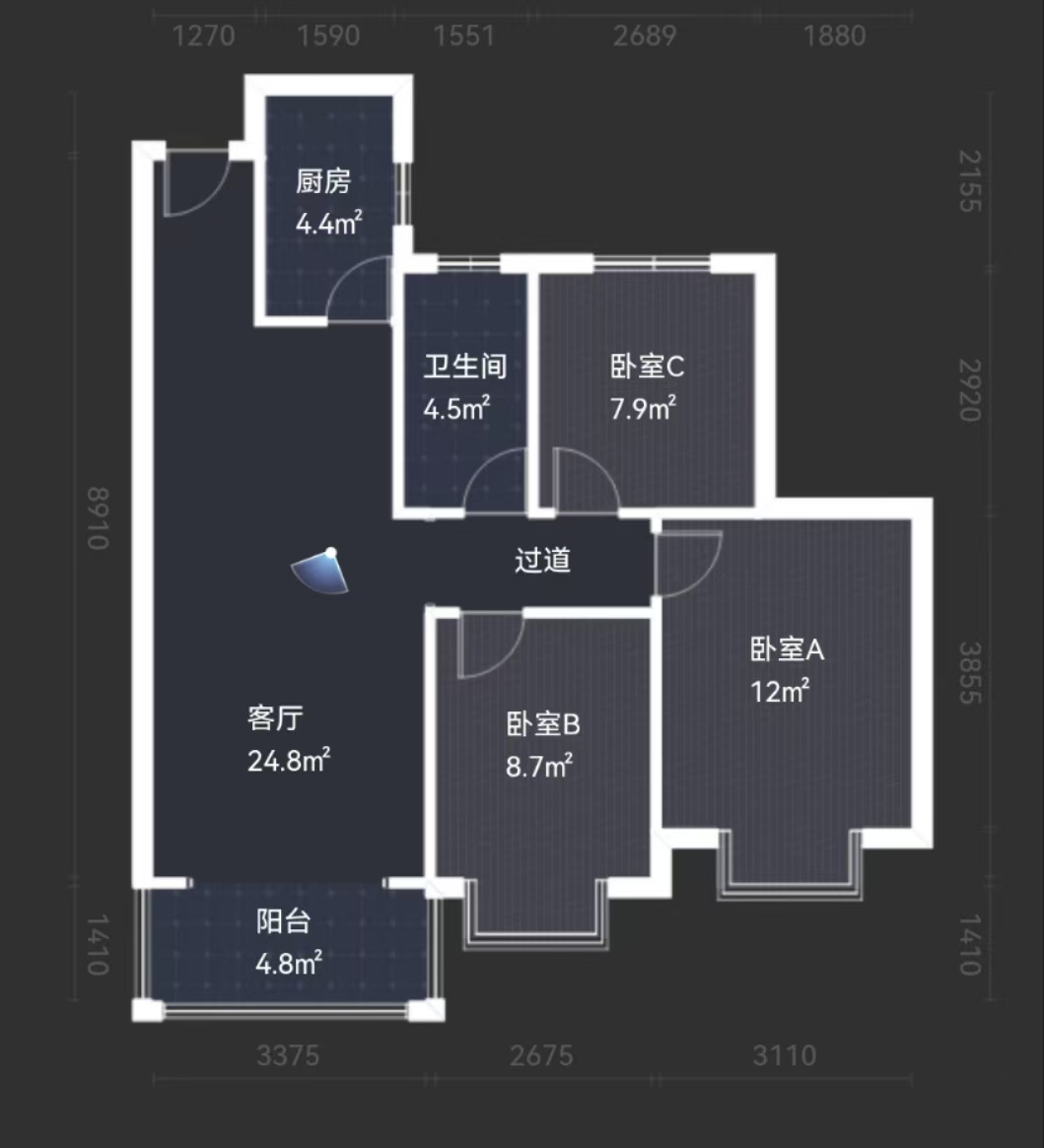 亿都时光  3室2厅2卫   62.00万室内图1