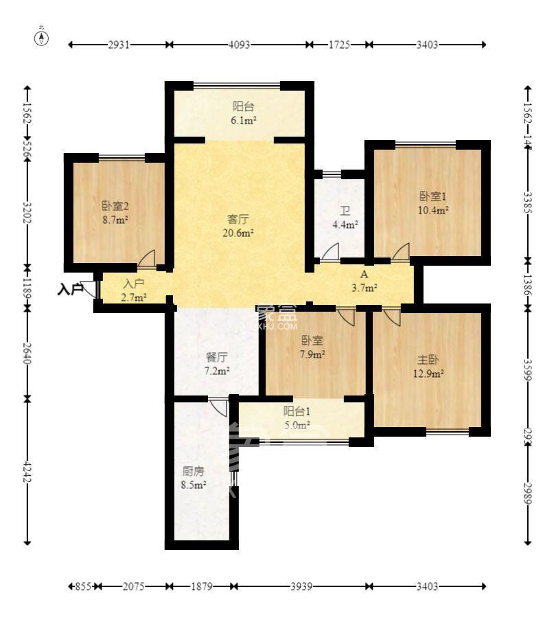 花样年华  4室2厅1卫   1700.00元/月室内图
