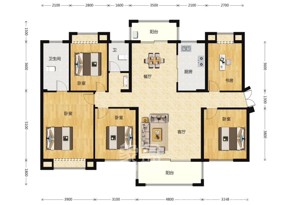 臻园  4室2厅2卫   3800.00元/月室内图1