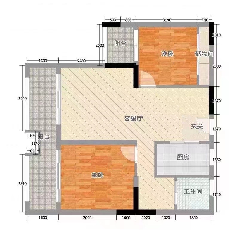 天门壹号 2室2厅1卫 1800.0元/月 天门壹号 2室2厅1卫 1800.0元/月户型图
