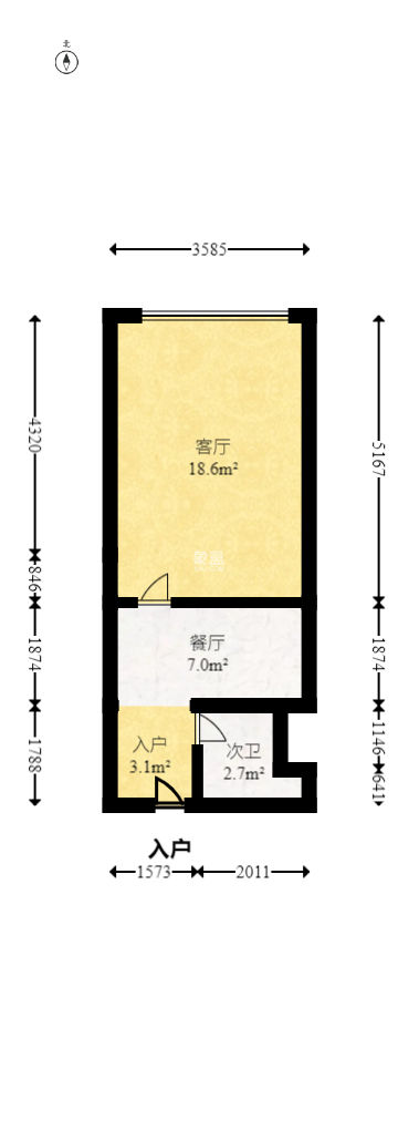 和平城市广场  1室1厅1卫   1500.00元/月室内图