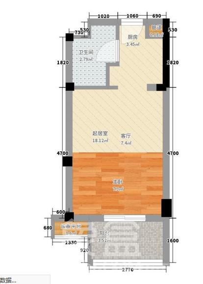 臻园  1室1厅1卫   1600.00元/月室内图1