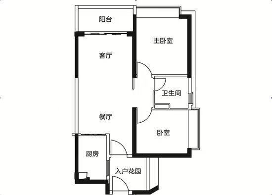 金霞美墅  2室1厅1卫   12.80万户型图