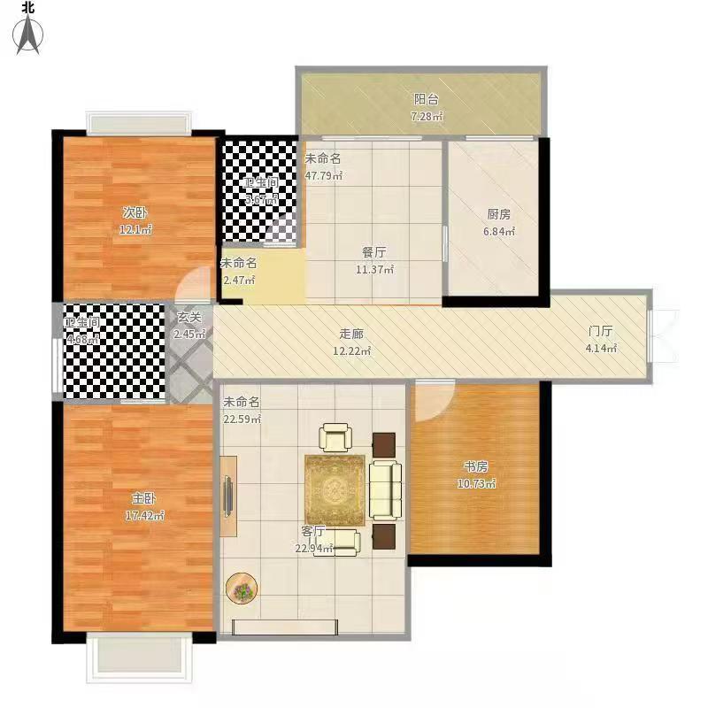 碧桂园  3室2厅1卫   1800.00元/月室内图1