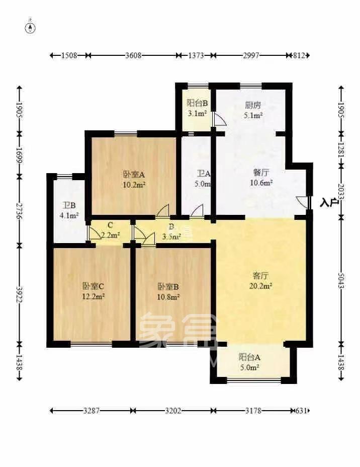 兴旺正佳广场（金石雅苑）  1室2厅2卫   3000.00元/月室内图