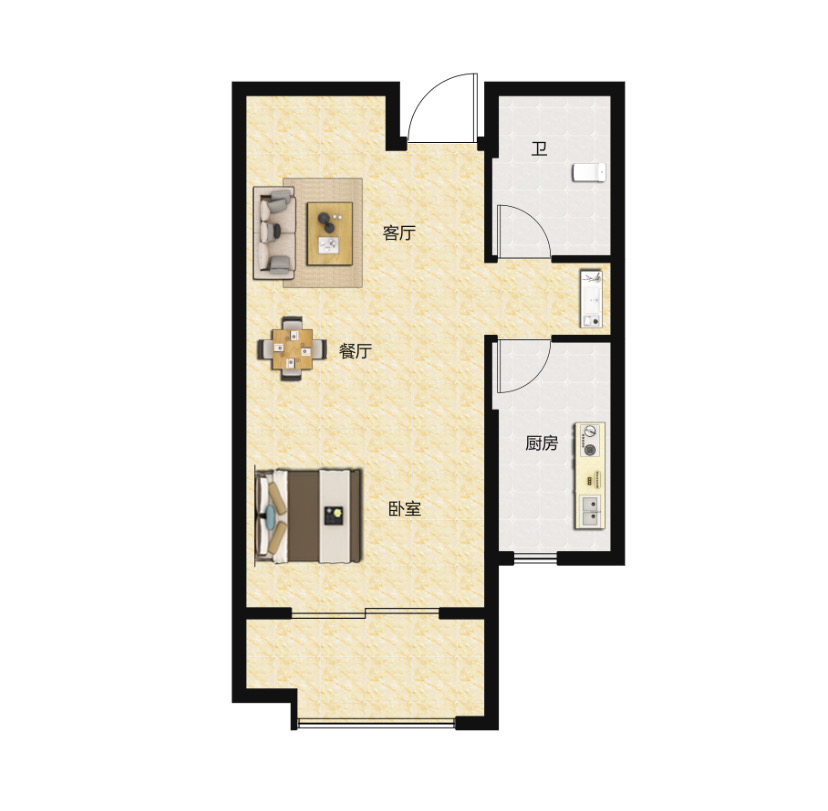中天星耀荟 1室1厅1卫 1980.0元/月 中天星耀荟 1室1厅1卫 1980.0元/月户型图