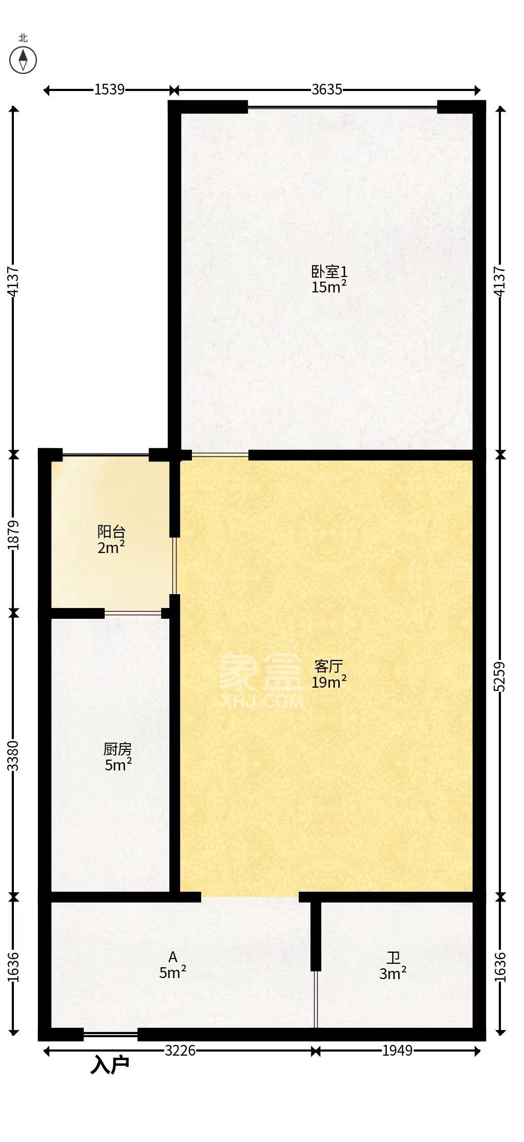 和庄  1室1厅1卫   1500.00元/月室内图