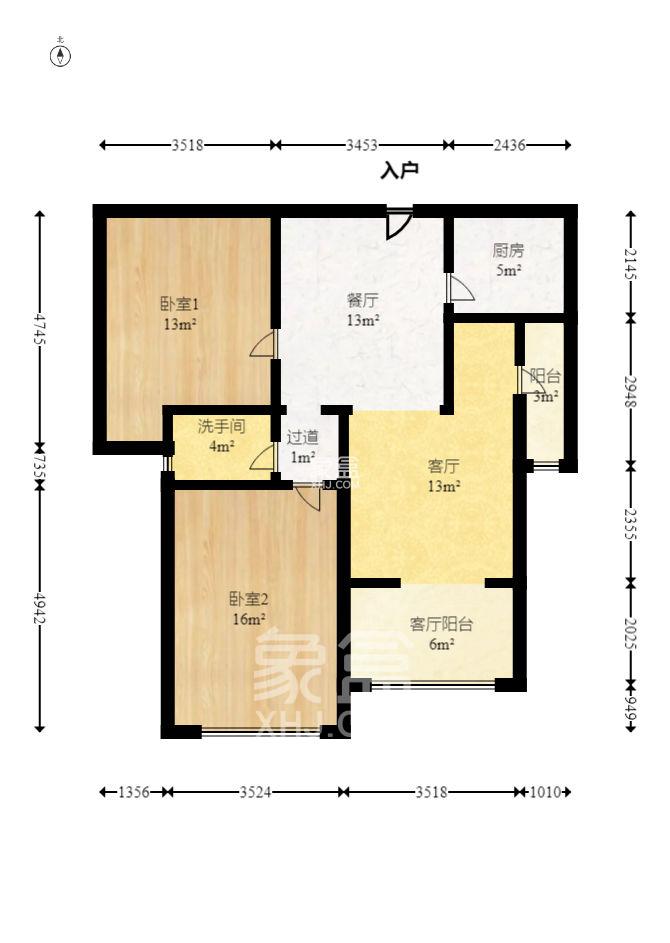 万博汇  2室2厅1卫   3000.00元/月室内图1