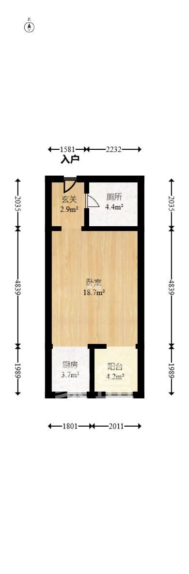 中南壹号院  1室1厅1卫    1600.0元/月室内图1