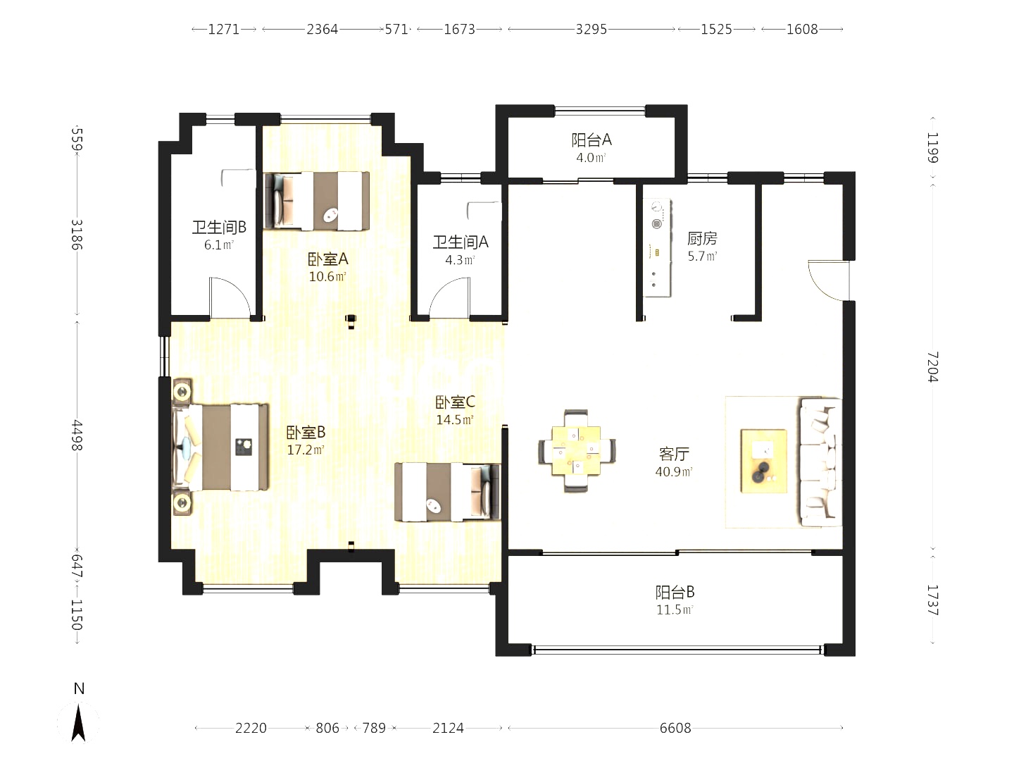 建发央著  4室2厅2卫   130.00万