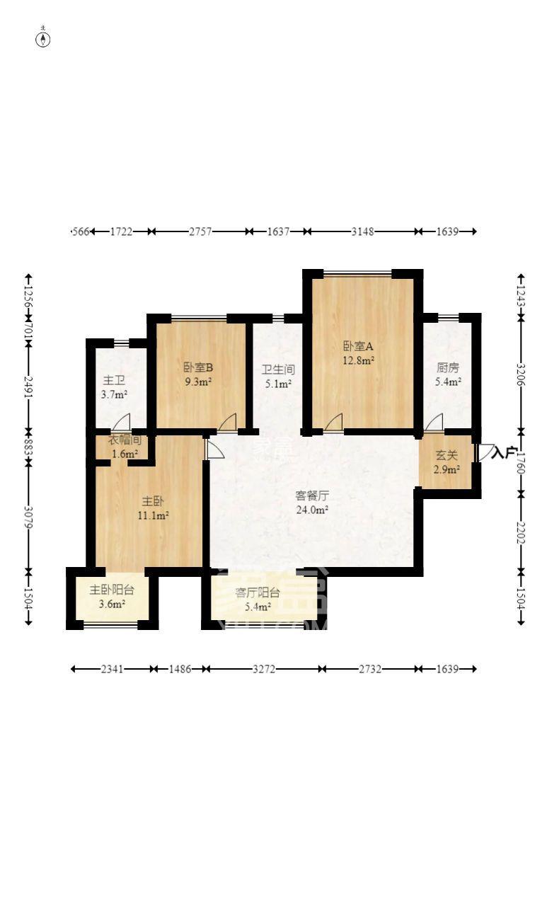 保利西海岸B区  3室2厅2卫   4000.00元/月室内图