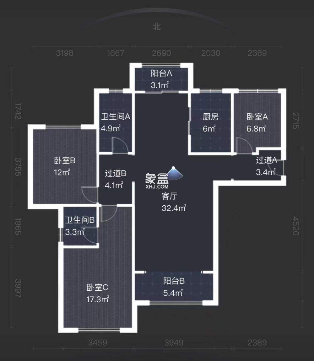 中泰财富湘江  3室2厅2卫   75.00万