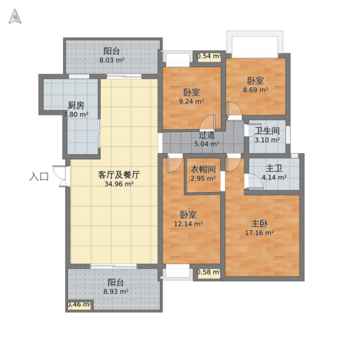 中建凤栖台  4室2厅2卫   80.80万户型图