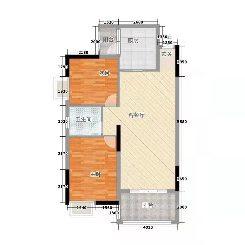 山城上品  2室2厅1卫    45.0万户型图