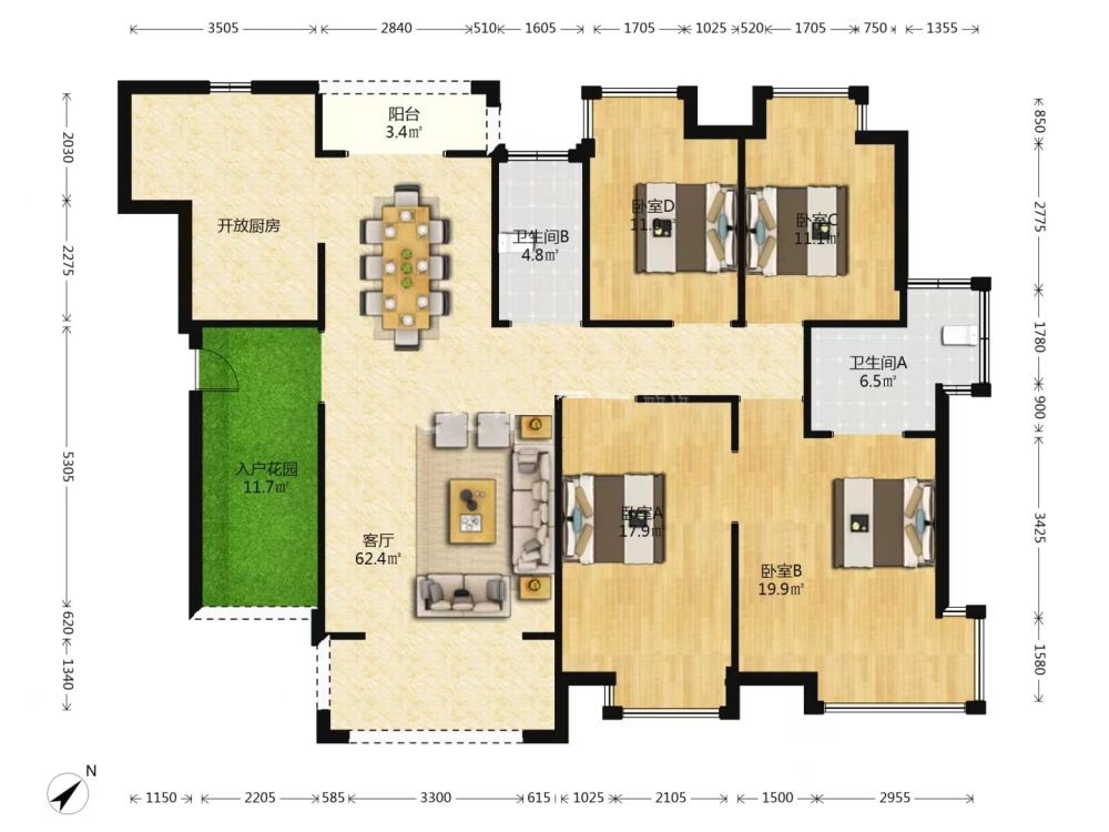 磐龙生态社区 5室2厅2卫 45.0万 磐龙生态社区 5室2厅2卫 45.0万室内图