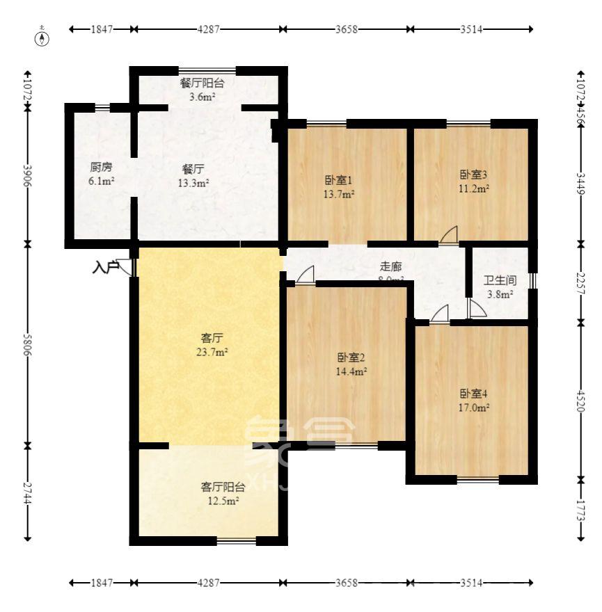 克拉美丽山庄（晟领国际）  4室2厅2卫   3500.00元/月室内图