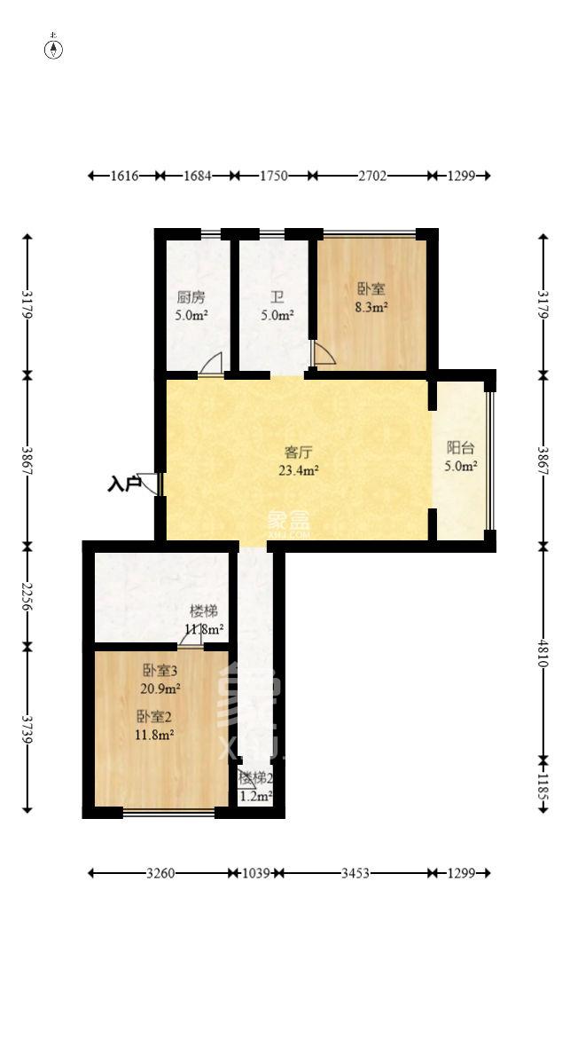 金辉优步花园  3室2厅2卫   2600.00元/月室内图1