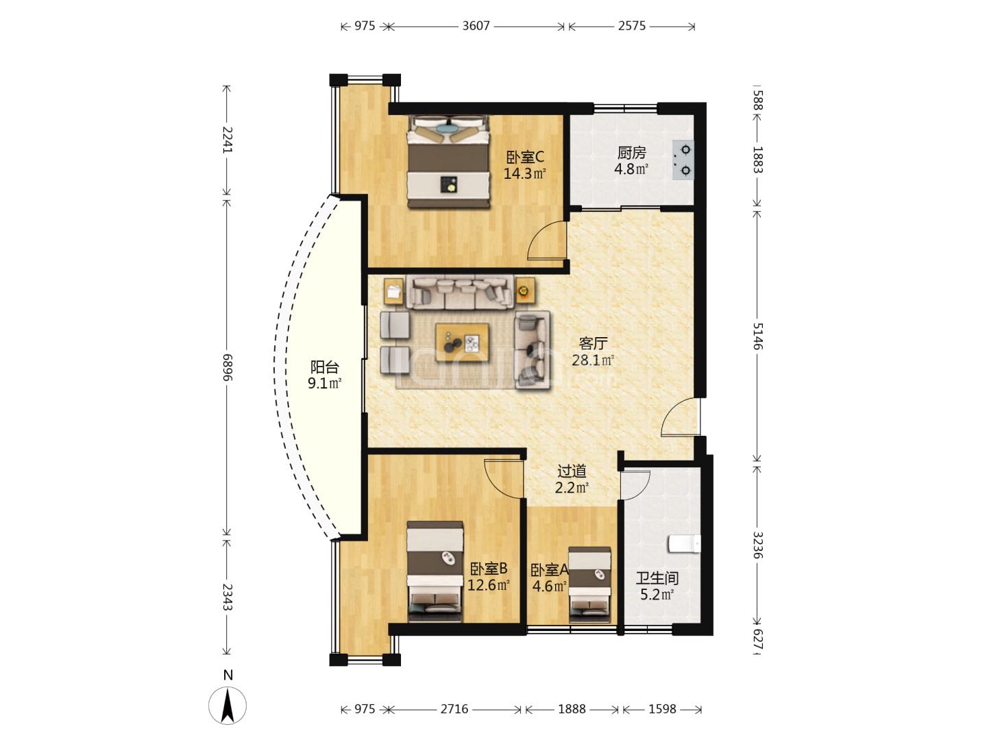 龙华豪居 1室0厅0卫 159.0万 龙华豪居 1室0厅0卫 159.0万户型图