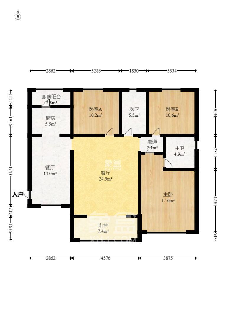 江山帝景哈佛  3室2厅2卫   2000.00元/月室内图1