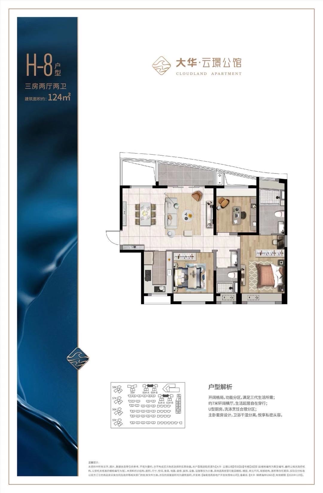 大华锦绣海岸三期  3室2厅2卫   240.00万户型图