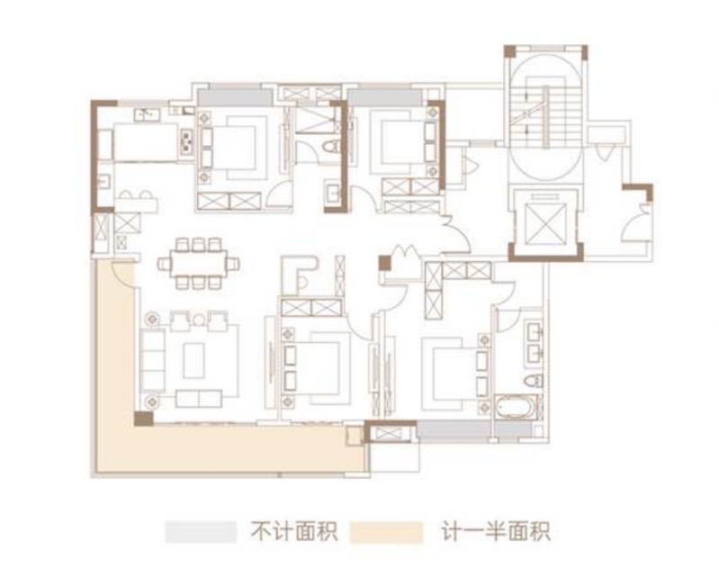华润橡树湾  3室2厅2卫   2300.00元/月户型图