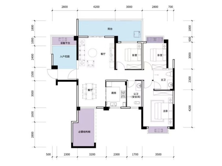 锦绣湘江  4室2厅3卫   3500.00元/月户型图