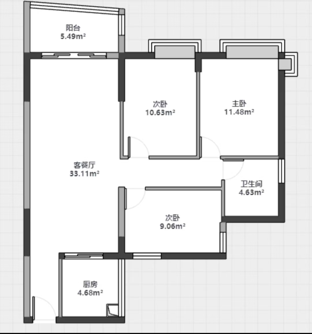 东汇西海岸  3室2厅1卫   122.00万室内图1