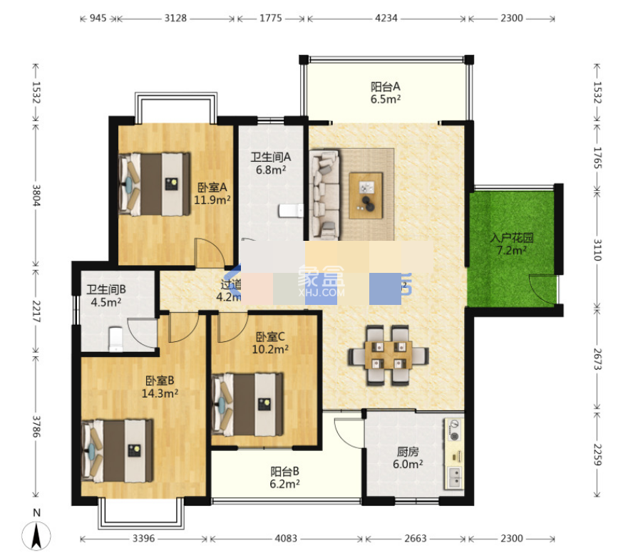 香草园二期春晓  3室2厅2卫    53.8万 香草园二期春晓  3室2厅2卫    53.8万室内图
