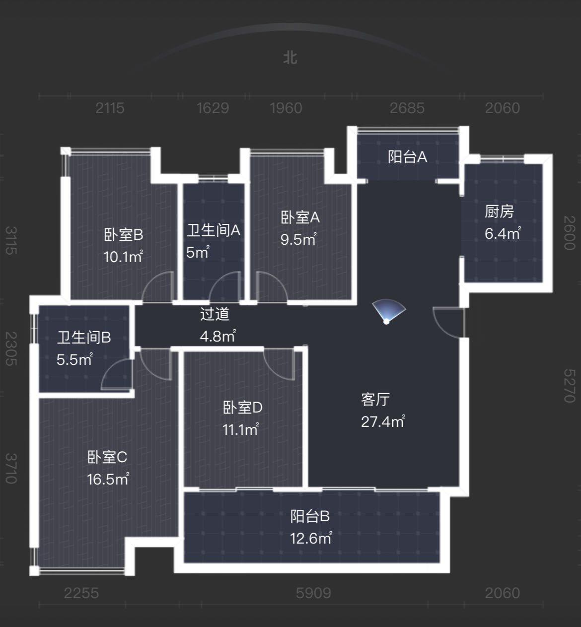 长房湘江府  4室2厅2卫   106.00万