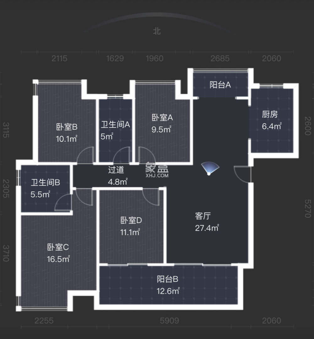 长房湘江府  4室2厅2卫    106.0万