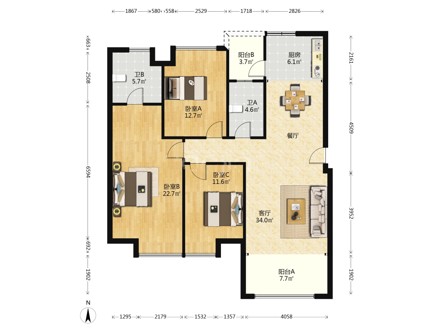 学府时代 3室2厅2卫 41.8万 学府时代 3室2厅2卫 41.8万室内图