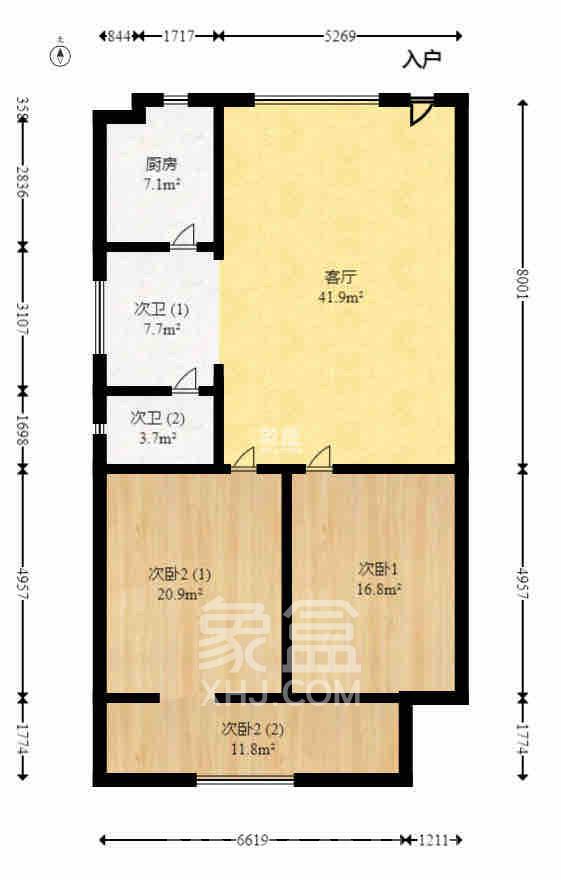 天心友园  2室1厅1卫   2500.00元/月室内图