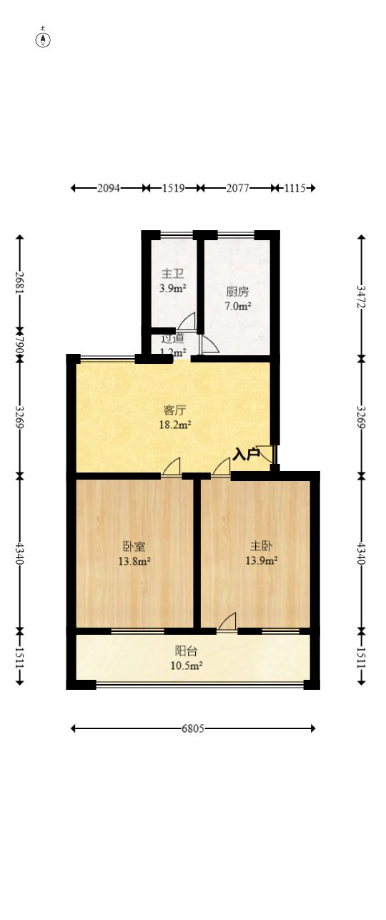 市直属机关宿舍  2室2厅1卫   1600.00元/月户型图