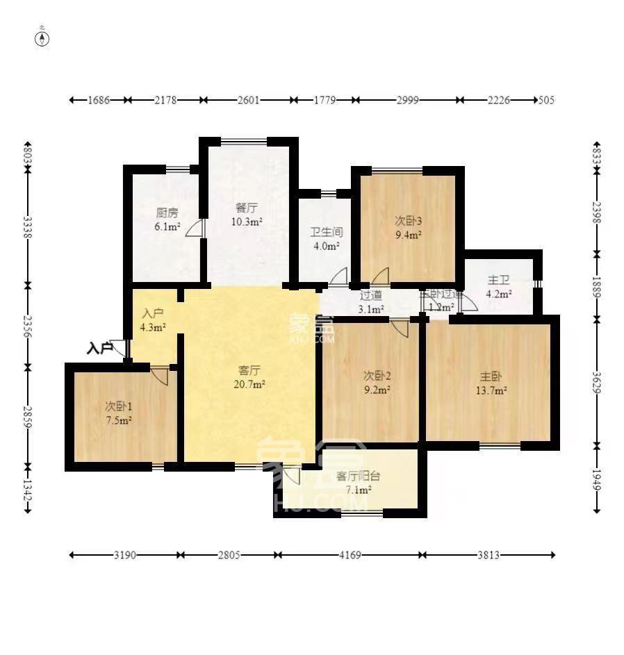 松雅湖壹号  4室2厅2卫   3200.00元/月室内图