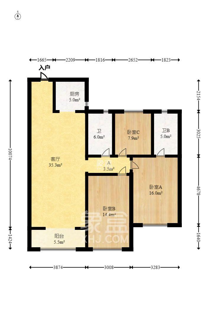 卓越浅水湾  3室2厅2卫   2600.00元/月室内图