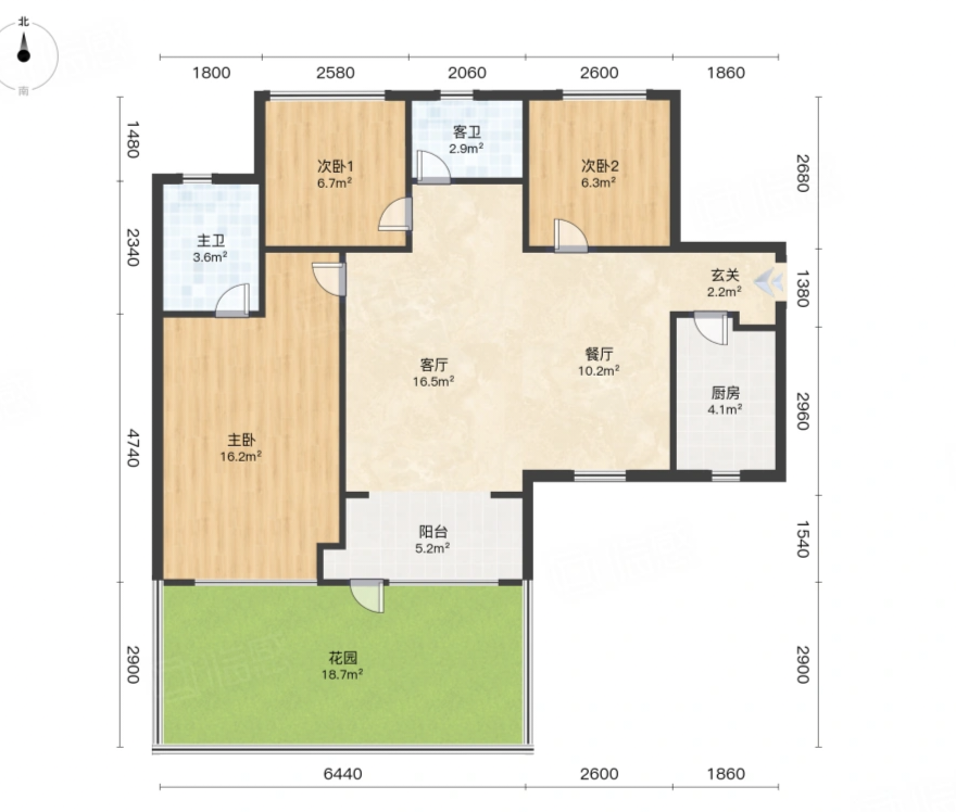 星湖湾二期高层 3室2厅1卫 2600.0元/月 星湖湾二期高层 3室2厅1卫 2600.0元/月户型图