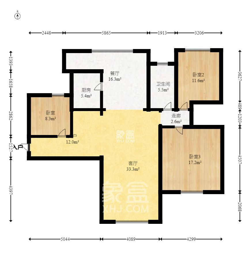 中交中央公园D4区  3室2厅1卫   3100.00元/月室内图1
