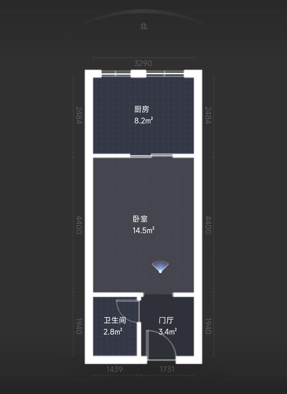新城悦隽  2室1厅1卫   1680.00元/月户型图