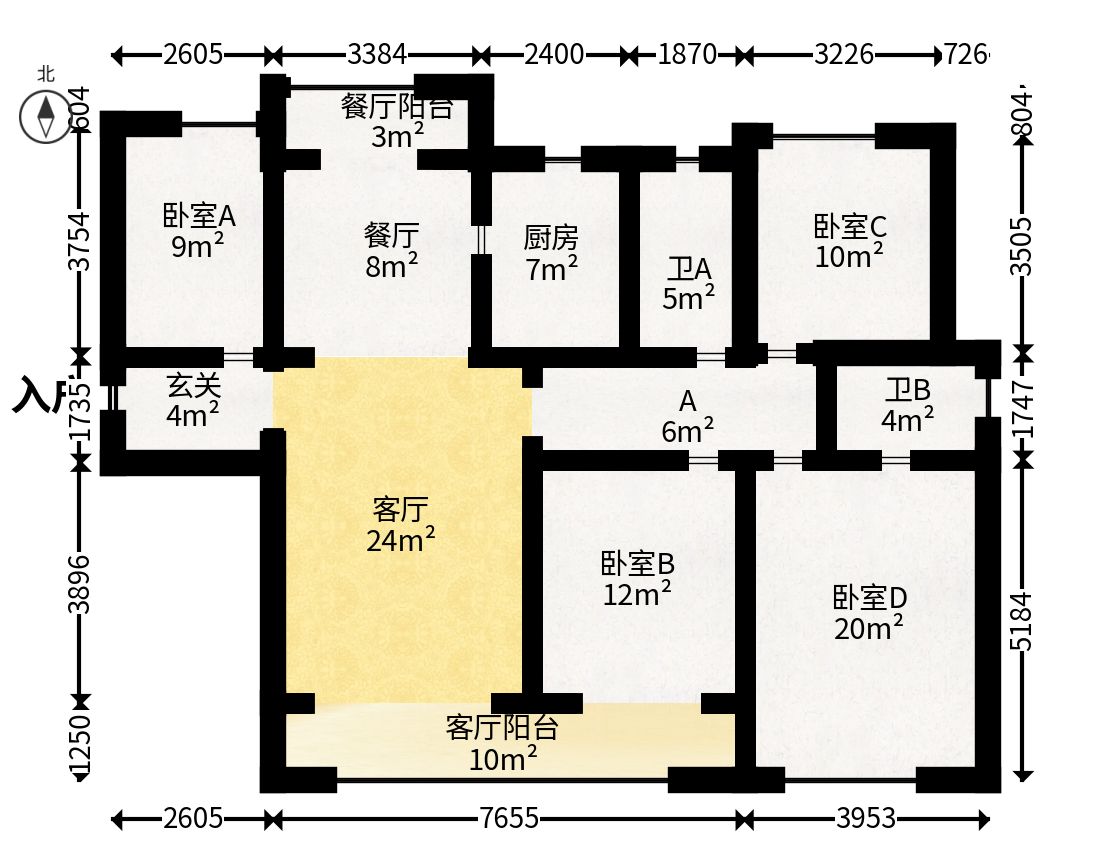 万科森林公园  4室2厅2卫   3500.00元/月户型图