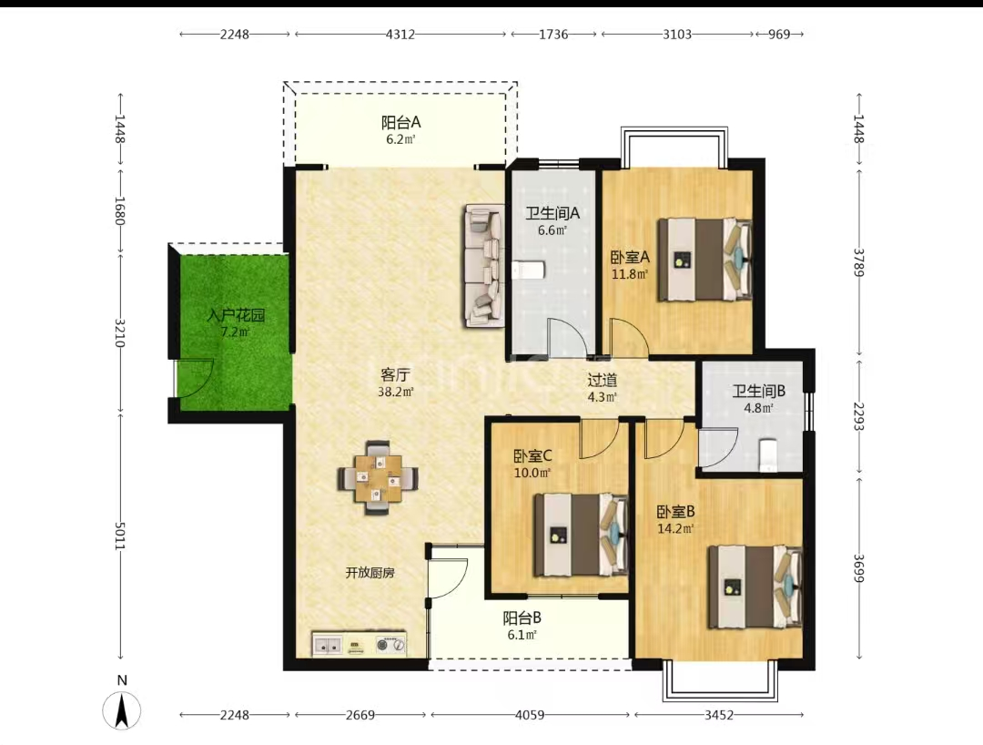 香草园二期春晓  3室2厅2卫    42.8万 香草园二期春晓  3室2厅2卫    42.8万室内图