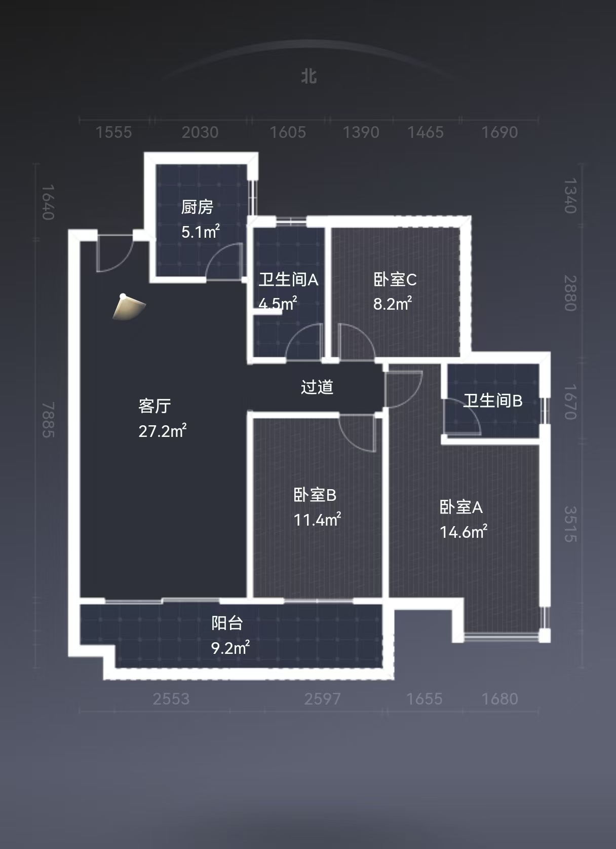 中建江湾壹号  3室2厅2卫   55.00万