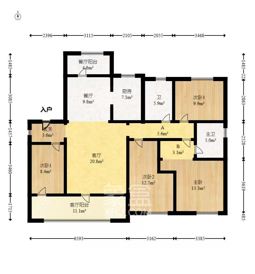 长沙北中心保利时代B区 4室2厅2卫 1500.0元/月 长沙北中心保利时代B区 4室2厅2卫 1500.0元/月室内图