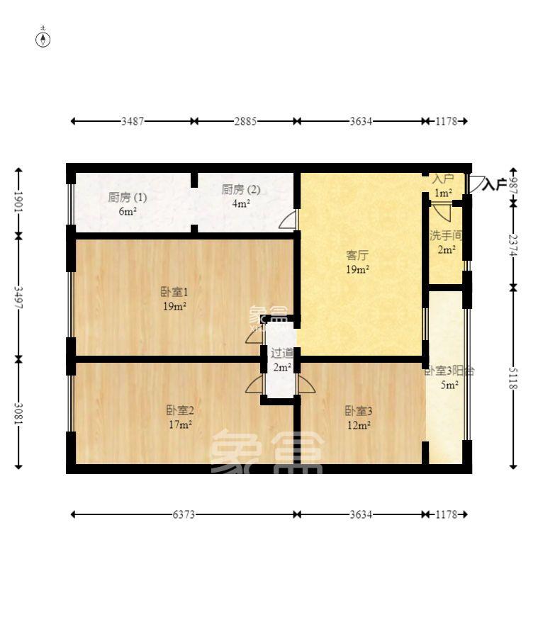 长沙建设银行三支行宿舍  3室2厅1卫   2200.00元/月