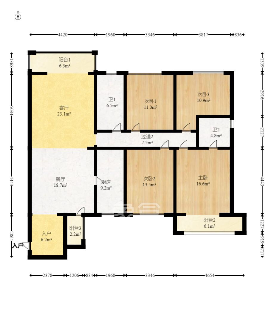 北辰瀚江府 4室2厅2卫 9800.0元/月 北辰瀚江府 4室2厅2卫 9800.0元/月户型图