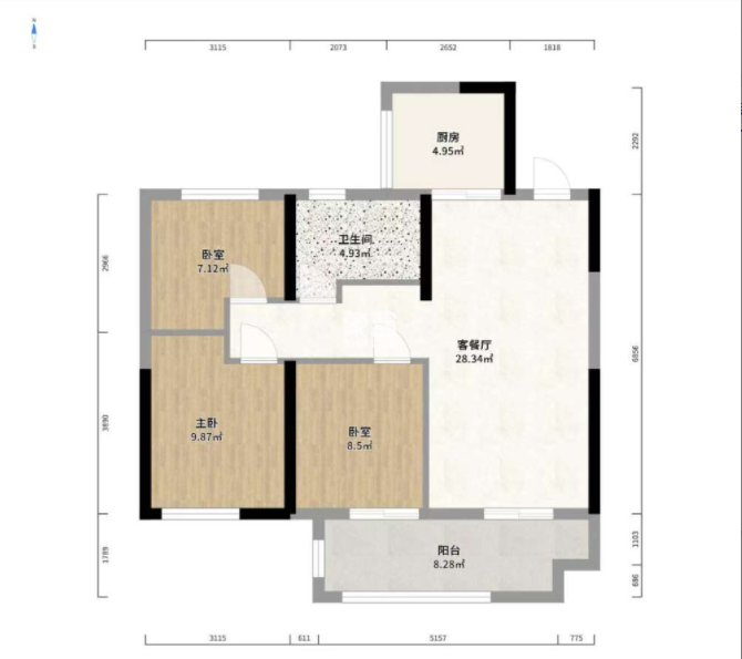 中海学府里  3室2厅1卫    60.0万